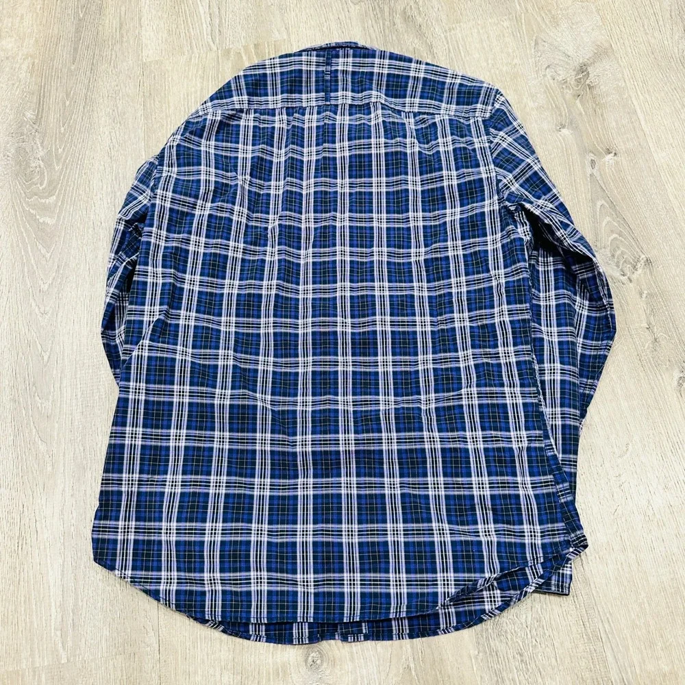 Banana Republic Shirt Men's Medium Blue Purple Grant Fit Plaid Button Down Shirt